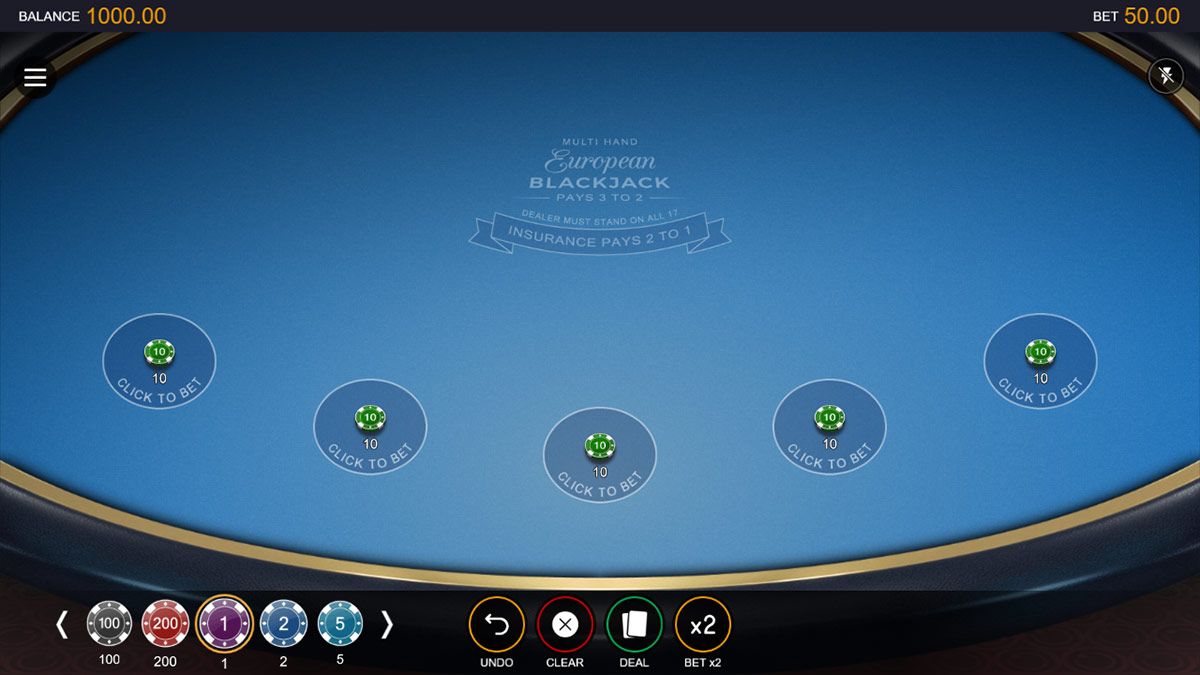 Multihand European Blackjack