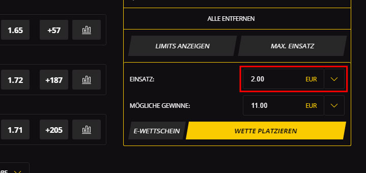 SCHRITT 3: GIB DEINEN EINSATZBETRAG EIN.