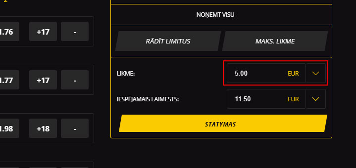 Norādi likmes summu