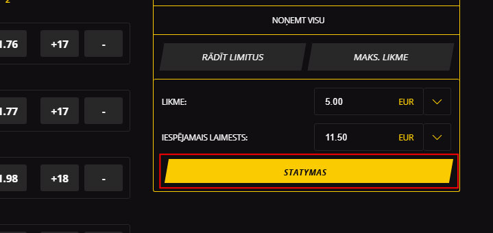 Place and confirm your bet
