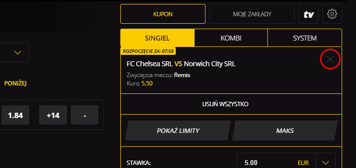 Jak usunąć wybraną selekcję z kuponu.